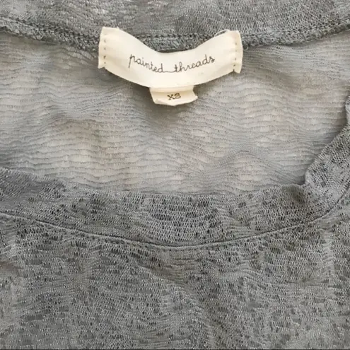 Painted Threads | Silver sheer lace women’s tunic tank top size XS