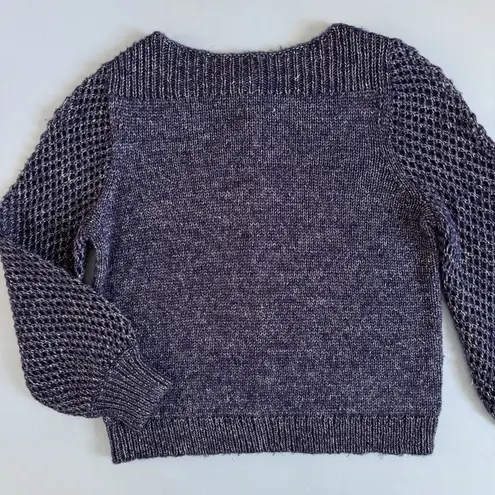 Tommy Bahama NWT  Shimmer Balloon Sleeve Island Navy Blue Wool Blend Sweater