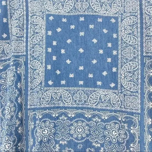 Cortefiel Denim Paisley Bandana Print Dress Blue Size 8