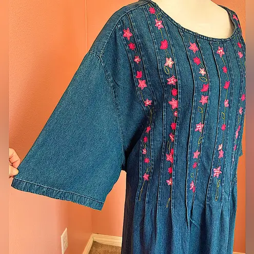 Anna Maxwell vintage 90’s denim pleated teachercore grannycore plus NWT 5X dress Pink