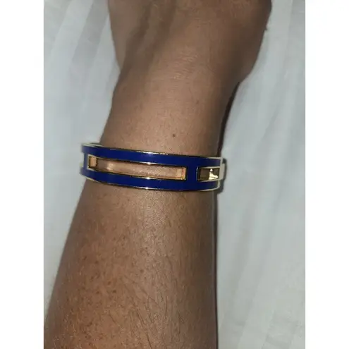 J.Crew  GOLD & Blue STEEL CUFF BANGLE BRACELET