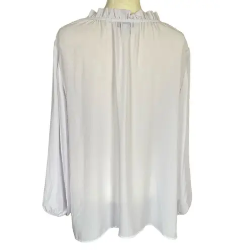 Counterparts women's size XL long sleeve white blouse ruffle neckline front tie