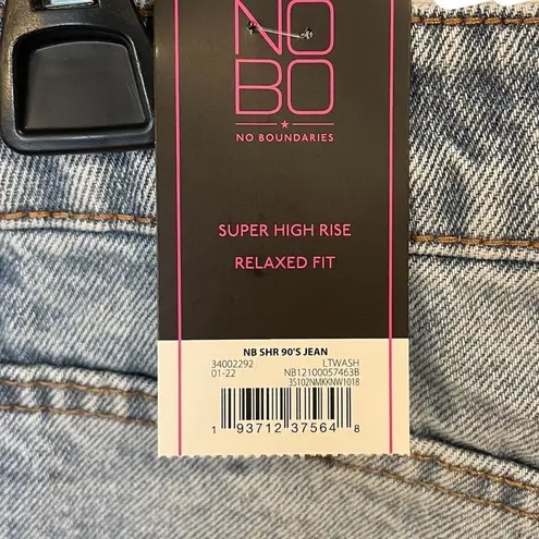 No Bo New Light Wash Super Hi Rise Relaxed Fit 90s Distressed Denim Blue Jeans