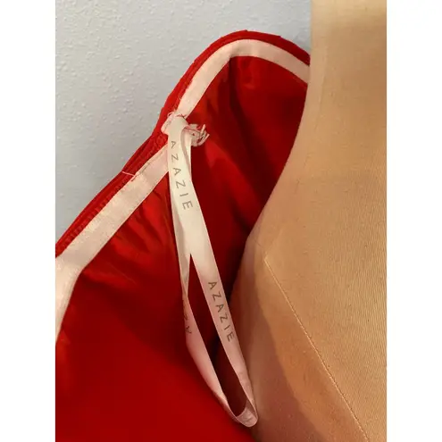 Azazie Yasmin Strapless Sweetheart Neckline Chiffon Scarlet Formal Gown Dress