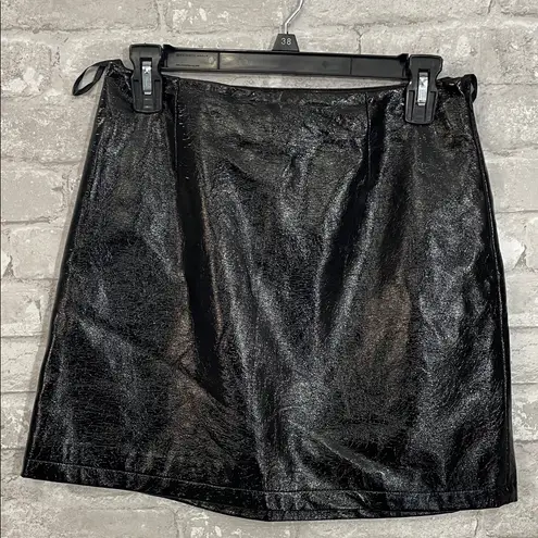 Cooperative Faux Leather Shiny Black Mini Skirt