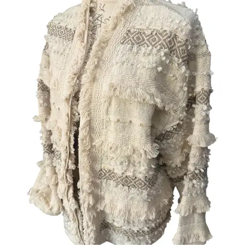 Boutique Oversized Trendy Ivory Knit Boho Jacket