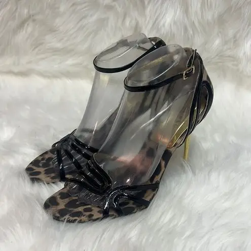 Guess  Leopard Print and Patent Leather Strappy Heels BIN 12