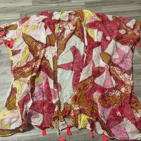 Paradise USA Star fish Red Yellow with Neon Pink Tassels Swim Suit Cover Up Size undefined