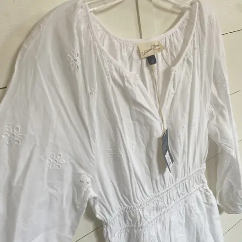 Universal Standard Romantic White Embroidered Eyelet Dress Smocked Waist Bohemian Mini - S NWT