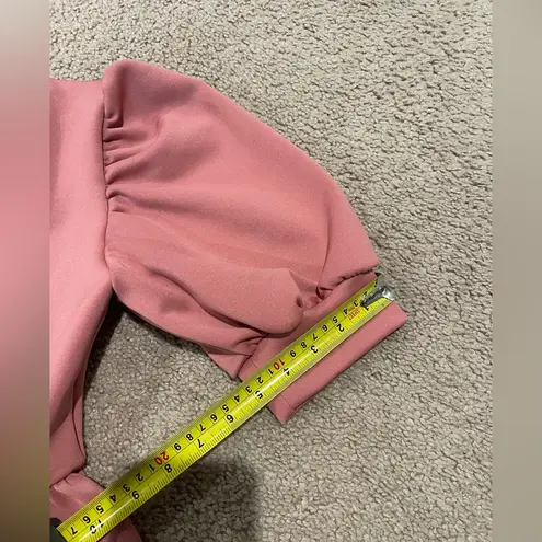 Fashion Old Rose Voluminous Puff Sleeve Tiered Ruffle Hem Boho Dress Pink