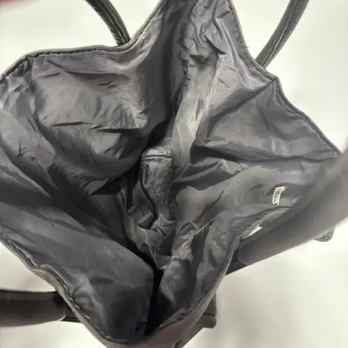 Neiman Marcus Tote Bag Dark Gray Faux Pebbled Vegan Leather Shoulder Purse Large