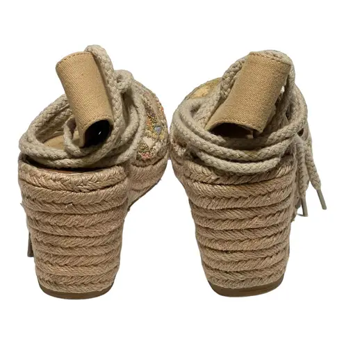 Dolce By Mojo Moxy 8M Boho Lace-Up Embroidered Platform Espidrille Wedge Sandal