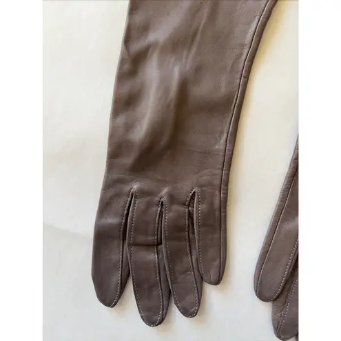 Vintage VTG Lord & Taylor Brown Taupe Silk Lined Leather Gloves Womens 7.5