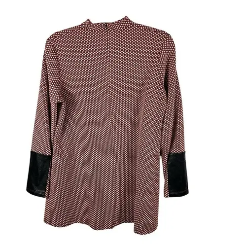 Tyler Boe Mock Neck Chrissy Jacquard Houndstooth Preppy Swing Dress Size Small Red