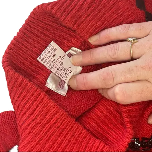 Vintage Sheridan Square Red Silk Wool Blend Tunic Sweater Womens M Beaded Sequin Size M