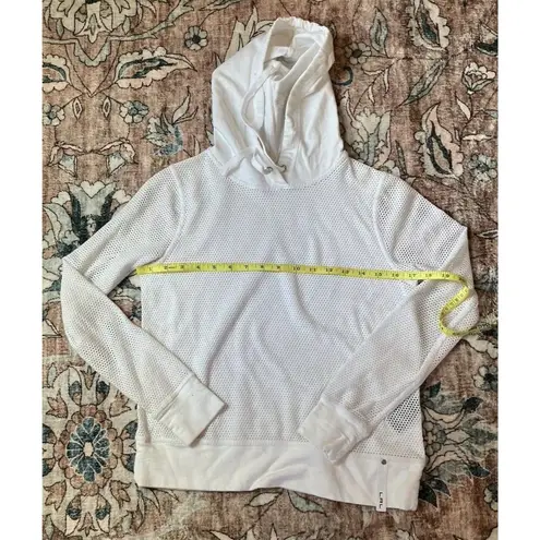 Ralph Lauren LRL Sweater Womens Large White Pullover Hoodie Thermal Waffle Knit