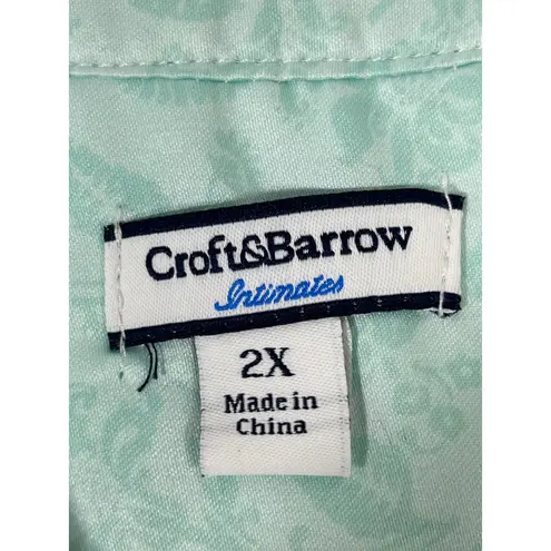 Croft & Barrow Intimates Women Nightgown Floral Button Long Mint Green 2X