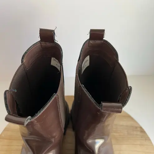 Dream Paris Dream Pairs Chocolate Brown Shiny Water Resistant Chunky Pull on Boots 8.5