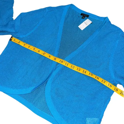 Talbots NWT  Blue Sheer Mesh Cropped Cardigan Open Front Long Sleeve Womens Large thumbnail 7