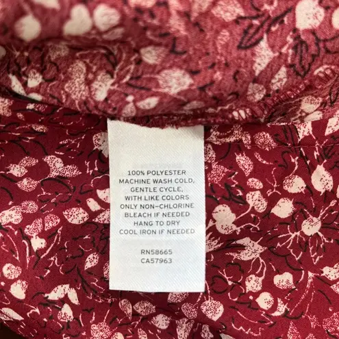 Melrose and Market NWT Faux Wrap Ruffle Sleeve Red Syrah Berry Floral Top,…
