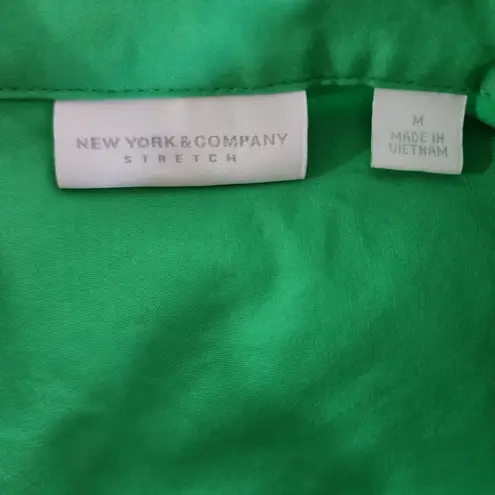 Ny&co NY& Green Cotton Stretch ¾ Cuffed Sleeve Button Down Size Medium