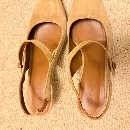 Doen Tan Suede Recco Slingback Pumps Low Heel 37 Size 6.5