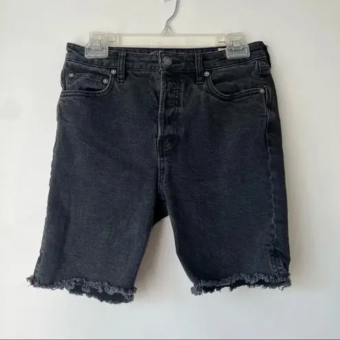 Free People  Avery Black Denim Bermuda Cut Off Button Fly Jean Shorts 28"