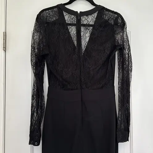 Bebe  Lace Black Jumpsuit Long Sleeves Sz 8