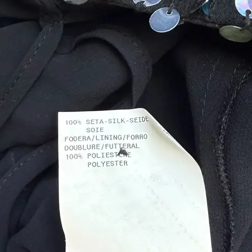 Emporio Armani Vintage Silk Sequin Dress Blue Green Black Asymmetric Size 8