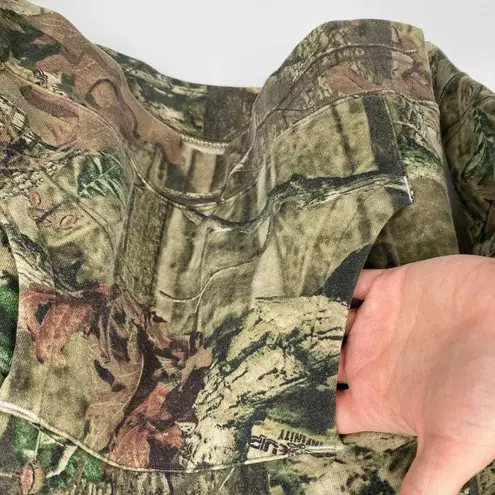 Cabela's Hunting Hoodie Sweatshirt Womens Medium Blue Green Camo Print Pocket