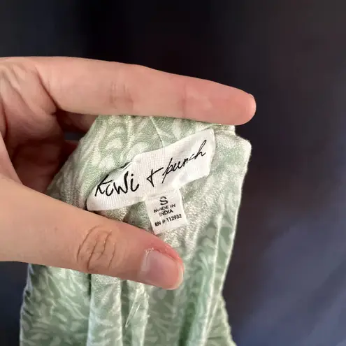 Kiwi & Punch green white leaf design flowy wraparound pants women's size small