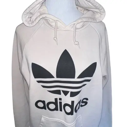 Adidas  originals trefoil logo cream women hooded pullover sweatshirt medium