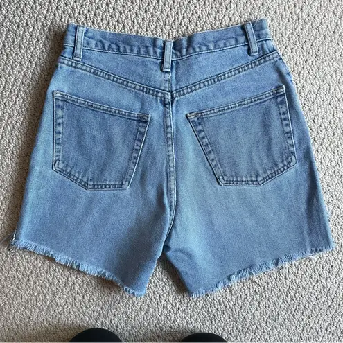 Paul Harris Y2K Vintage Style Denim High Rise Mom Shorts Light Wash Raw Hem 4 Blue
