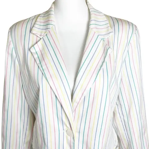 Sag Harbor Blazer Womens Size 14 Pastel Easter Rainbow Stripe Office Work Career