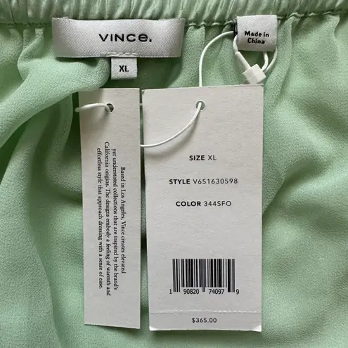 Vince Skirt Gathered Pull-On Midi 100% Silk in Sea Foam Green XL NWT New