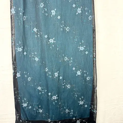 Vintage Whimsigoth Maxi Dress Size Small Dark Floral Sparkle Glitter Fairy 90s Black