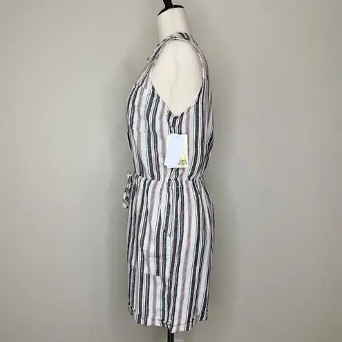 NWT Kelly Renee Linen Blend Women’s Size Medium Striped Romper Gray