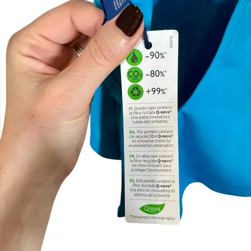 NWT Vilebrequin Solid Water Fames Deep V Halter Swimsuit in Seychelles Turquoise Blue Size XL