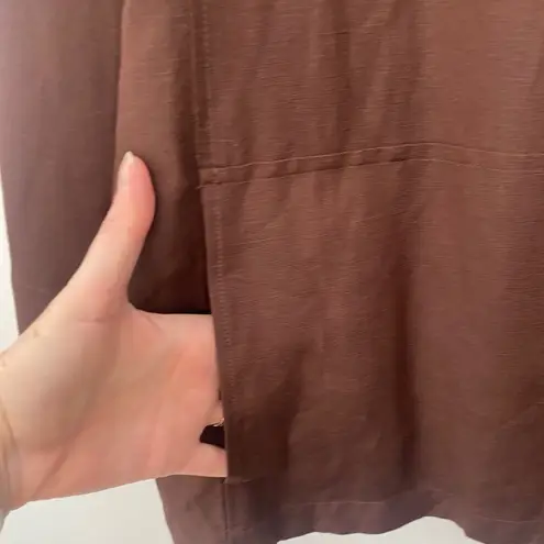 Laura Scott Linen Shacket Shirt Jacket Women's Plus Size 18 Dark Brown Button Down Lagenlook