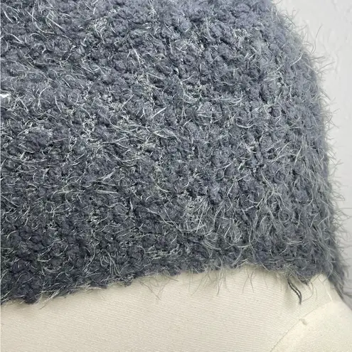 POL Gray Fuzzy Long Cardigan Sweater Medium Cozy Fall Layering Neutral Knit