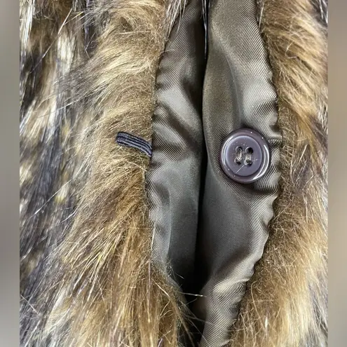 Shaggy faux fur vest animal print ski resort snow Brown Size M