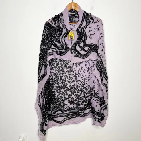 STINE GOYA Wool Scarf Malis Shawl Purple Black Abstract Winter Maximalist Wrap