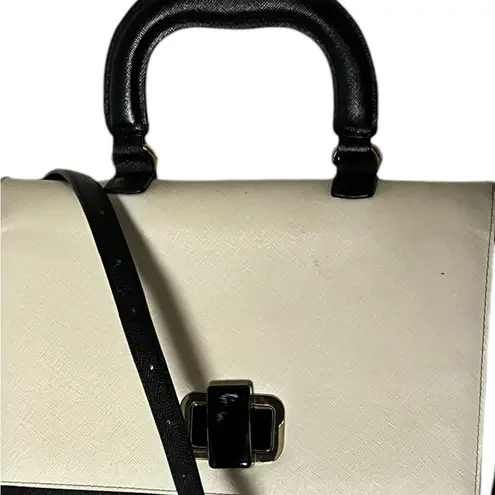 Raoul cross grain black cream contrast top handle crossbody bag