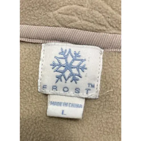 Frost Large Beige Full Zip Thick High Neck Fleece Vest Sleeveless Pocket Zip