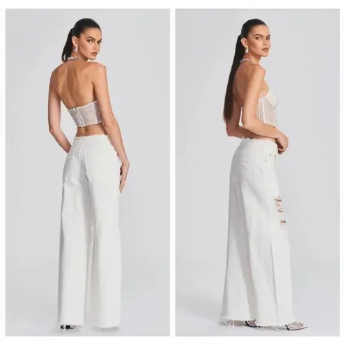 NWT SER.O.YA Ollie Distressed WideLeg Jeans White Sz 27 $275