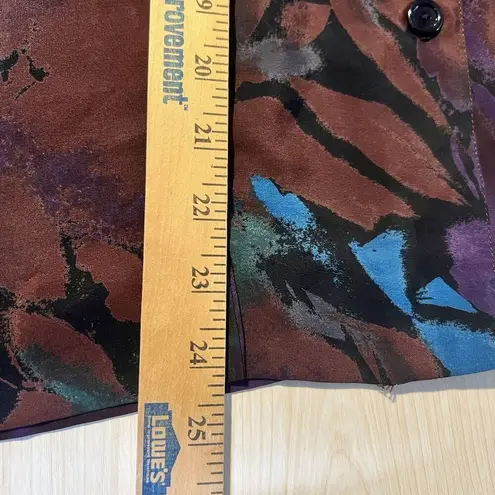 Womens VTG Art Deco 2 Piece Outfit Blouse Skirt Business Career Hawaiian 1980’s Purple Size L