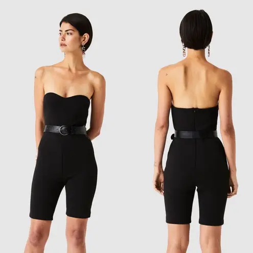 atoir raining diamonds black sweetheart strapless biker romper jumpsuit bodysuit