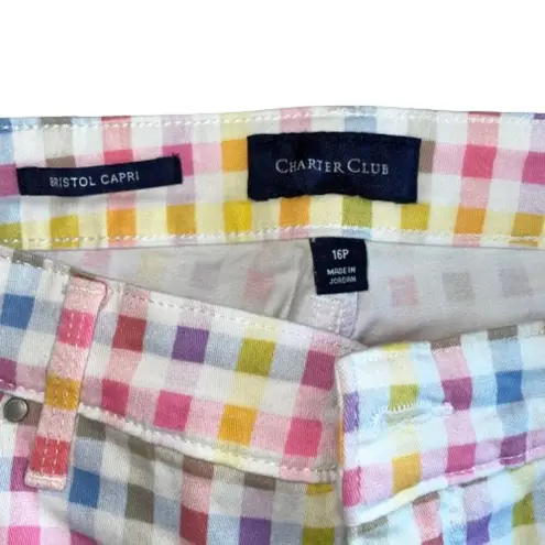 Charter Club Women Bristol Capri Plaid Cotton Size 16 P