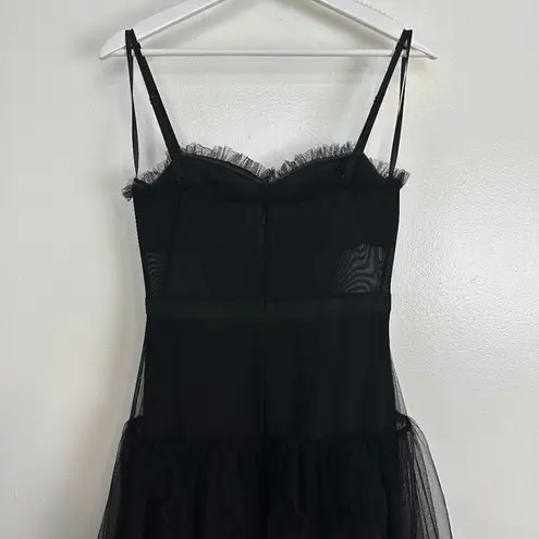 Betsy and Adam "Tia" Long Mesh Corset Ballgown in Black Size US 4