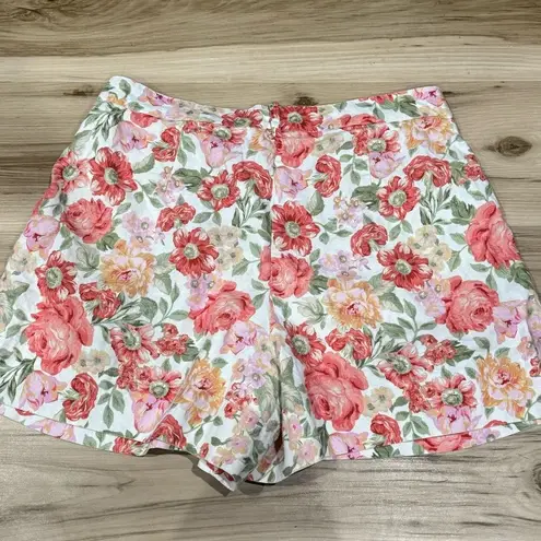 Mango  MNG Bari Linen Blend Floral Shorts Women’s 10